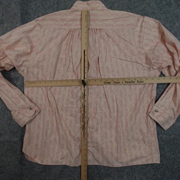 Vintage Wah Maker Top Womens XXL Button Shirt Floral Western Micro Corduroy Pink - Picture 8 of 11